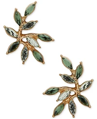 lonna & lilly Gold-Tone Green Stone Leaf Stud Earrings