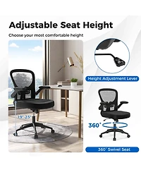Ergonomic Office Chair with Flip-Up Armrests Rocking Backrest Computer Desk Chair