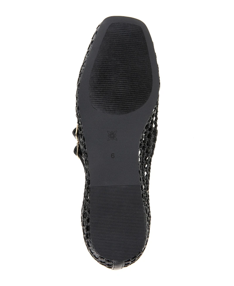 BCBGeneration Women's Harisa Woven Square-Toe Mary Jane Ballet Flats