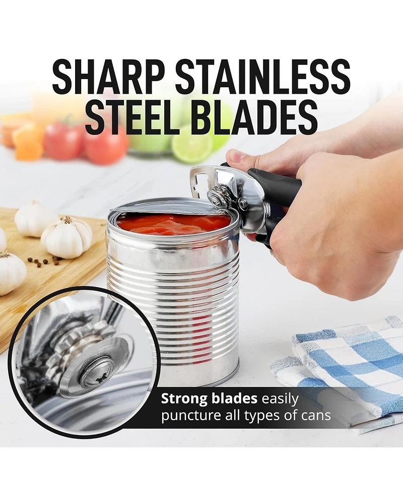 Zulay Kitchen Heavy Duty Stainless Steel Can Opener Manual with Large Bottle Opener
