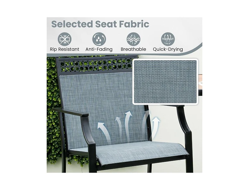 Slickblue Outdoor Counter Stools Set of 2 Heavy-Duty Barstools with Footrest and Armrests