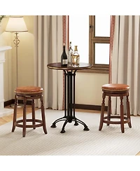 Costway 24" Swivel Bar Stool Set of 2 with Upholstered Seat & Rubber Wood Frame Round