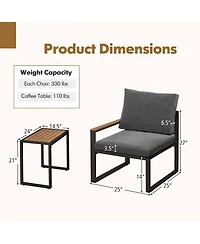 Costway 3 Pcs Patio Furniture Set with Soft Cushions Aluminum Frame Weatherproof Outdoor