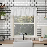 Mariela Floral Trim Semi-Sheer Rod Pocket Kitchen Curtain Valance and Tiers Set
