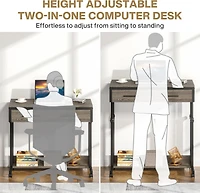 Tribesigns Portable Desk with Drawers, Mobile Laptop Desk with Wheels, Couch Desk Sofa Side Table Bed Desk, Small Standing Desk for Home Office