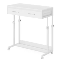 Tribesigns Portable Desk with Drawers, Mobile Laptop Desk with Wheels, Couch Desk Sofa Side Table Bed Desk, Small Standing Desk for Home Office