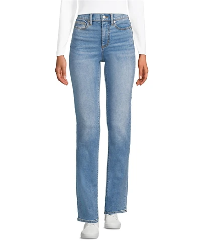Lands' End Women's Recover High Rise Straight Leg Blue Jeans