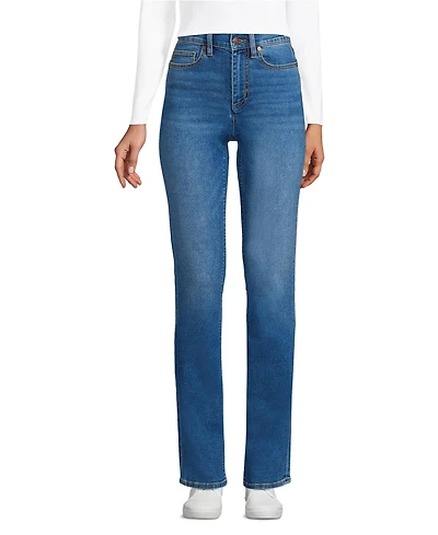 Lands' End Women's Recover High Rise Straight Leg Blue Jeans