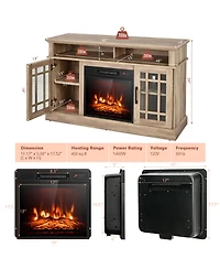 Gymax 48'' Tv Stand Console Cabinet w/ Fireplace Entertainment Center For Living Room Natural