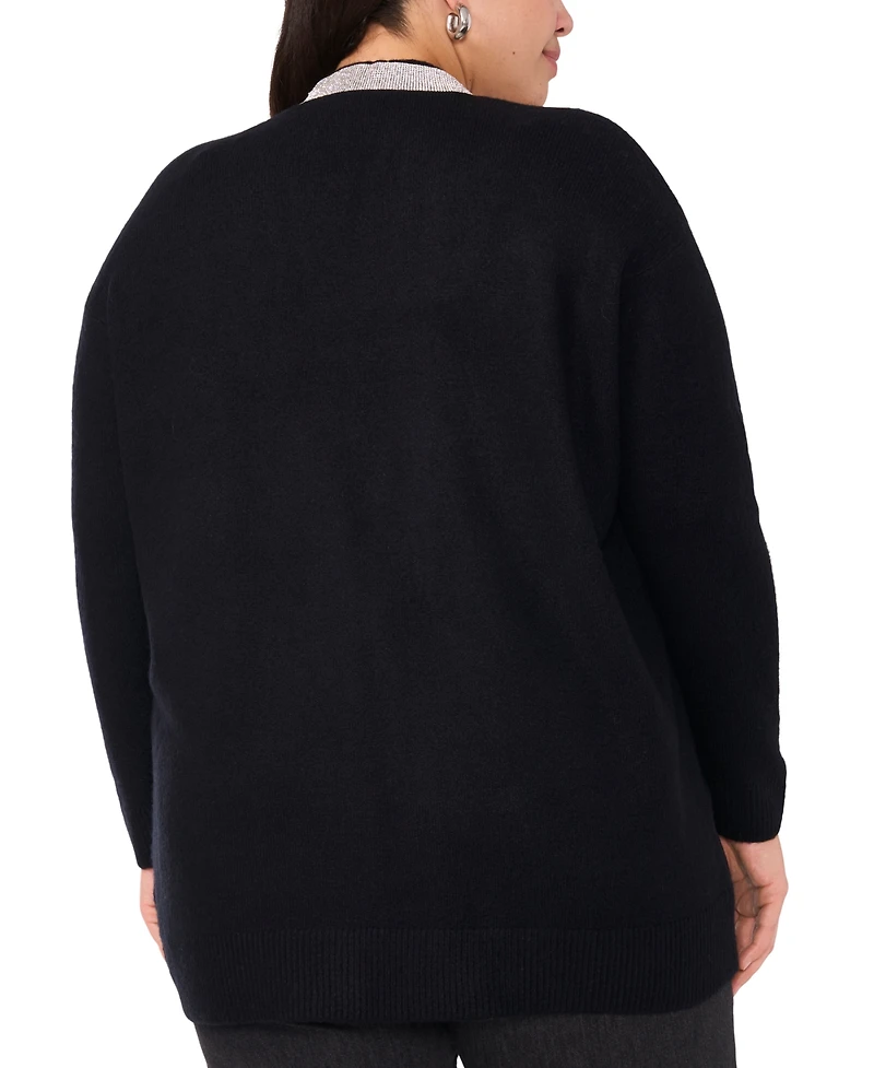 Vince Camuto Plus Rhinestone-Trim Cardigan Sweater, Created for Macy's