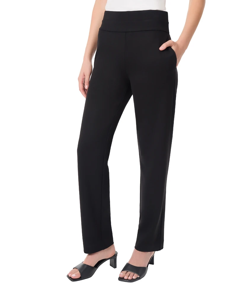 Jones New York Women's Pull On High Double Wide Waistband Straight Leg Pants