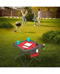 Creative Wagons Folding Portable Camping Table with stemmed glass holders - Red