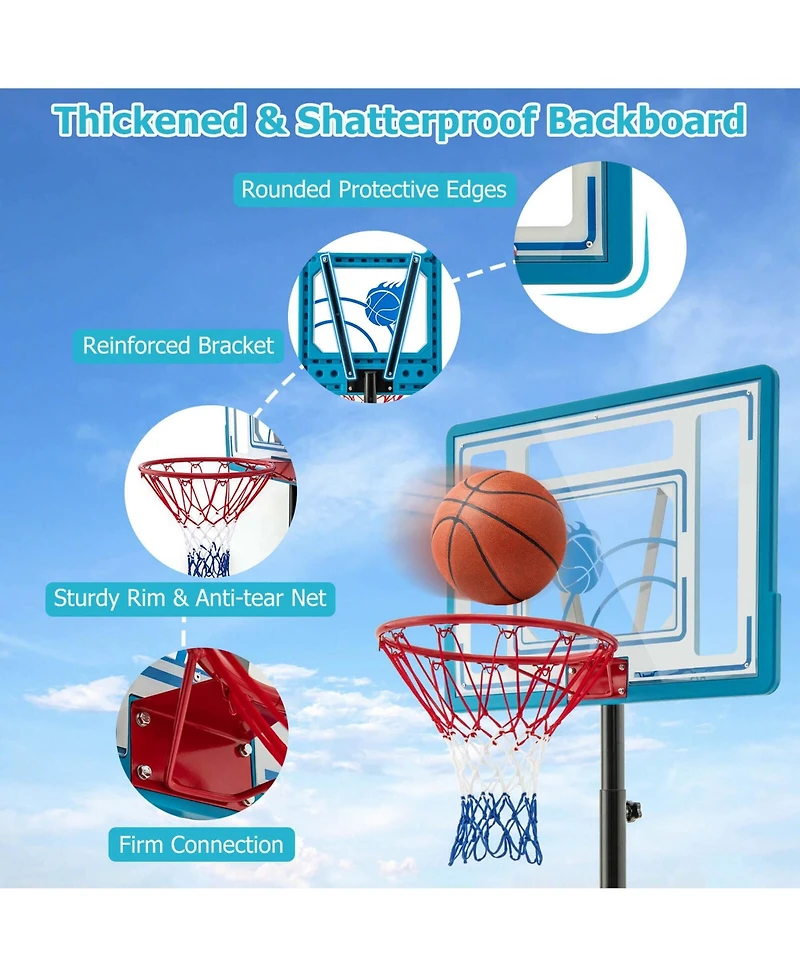 Costway Pool Basketball Hoop 3.8-4.4 Ft Adjustable Poolside BasketballGoal System