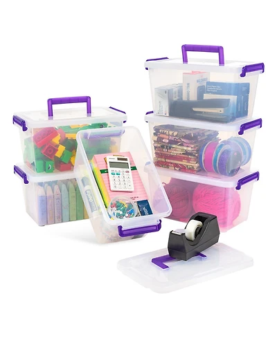 Iris Usa 2.7 Qt. Plastic Storage Bins with Lids, Secure Latch, Gray 4Pk