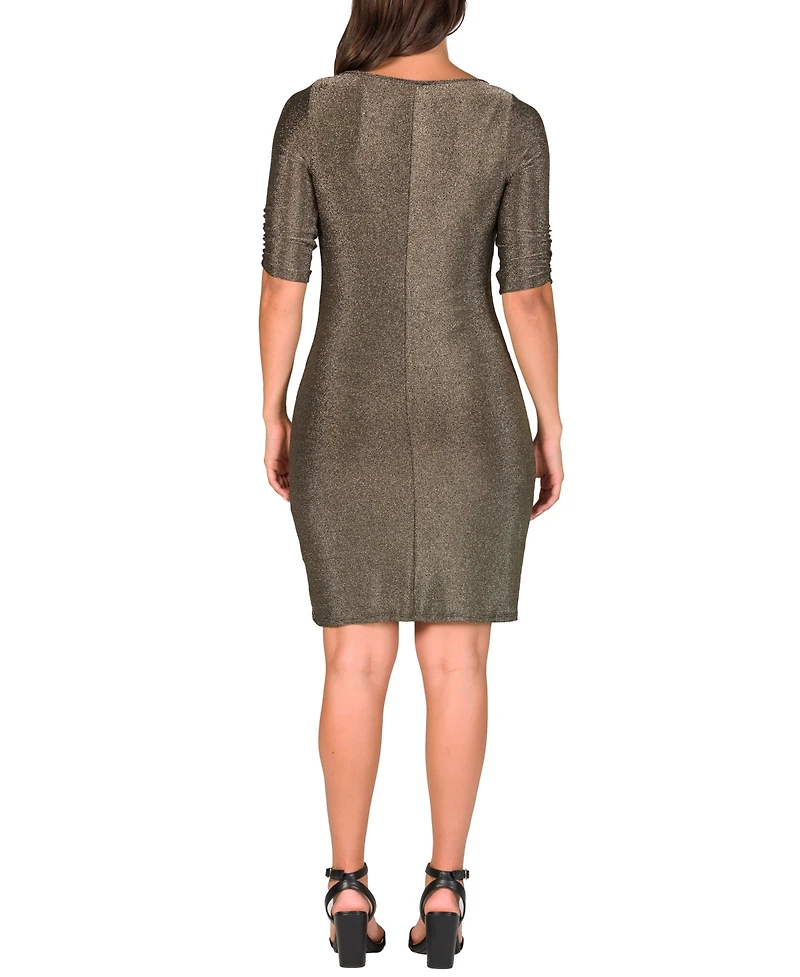 24seven Comfort Apparel Women's Elbow Length Sleeve Bodycon Mini Party Dress