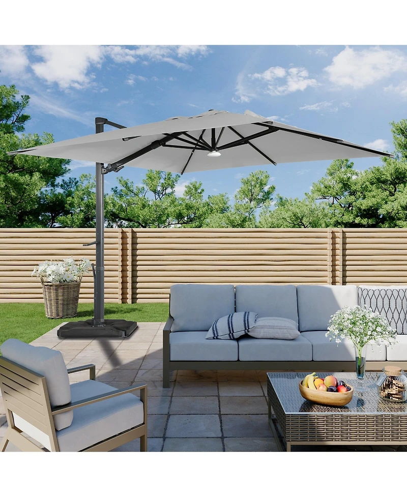 Boyel Living 10 ft. 360° Rotation Square Cantilever Patio Umbrella with Base and Bt