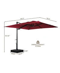 Boyel Living 10 ft 360° Rotation Outdoor Patio Cantilever Umbrella Square with Base