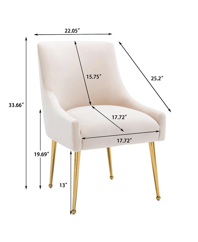 Boyel Living Velvet Dining Chair with Pulling Handle and Adjustable Foot Nails(Set of 2)