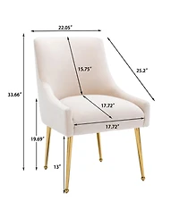 Boyel Living Velvet Dining Chair with Pulling Handle and Adjustable Foot Nails(Set of 2)