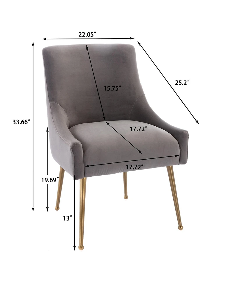 Boyel Living Velvet Dining Chair with Pulling Handle and Adjustable Foot Nails(Set of 2)