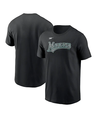 Nike Men's Black Florida Marlins Cooperstown Wordmark T-Shirt