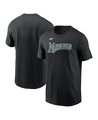 Nike Men's Black Florida Marlins Cooperstown Wordmark T-Shirt