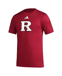 Adidas Men's Scarlet Rutgers Scarlet Knights Primary Locker Logo Pre-Game Aeroready T-Shirt