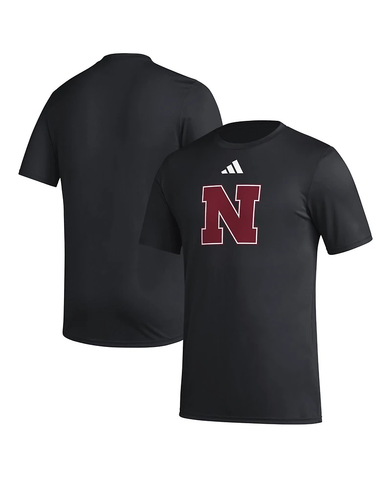 Adidas Men's Black Nebraska Huskers Primary Locker Logo Pre-Game Aeroready T-Shirt