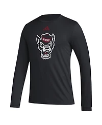 Adidas Men's Black Nc State Wolfpack Primary Locker Logo Pre-Game Long Sleeve T-Shirt