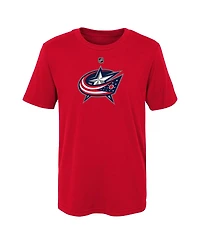 Outerstuff Big Boys and Girls Red Columbus Blue Jackets Primary Logo T-Shirt