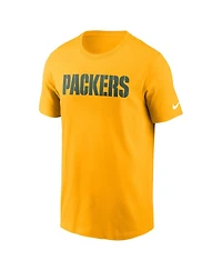 Nike Men's Gold Green Bay Packers Primetime Wordmark Essential T-Shirt