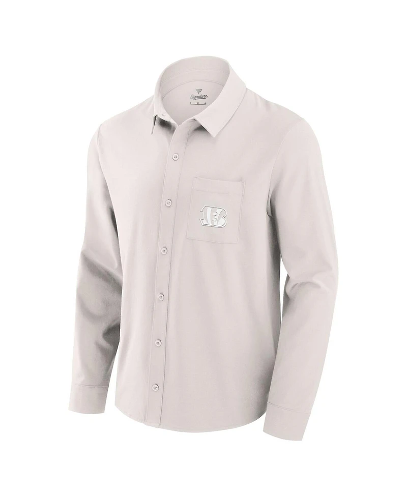 Fanatics Men's Cream Cincinnati Bengals Front Office Long Sleeve Button-Up Shirt