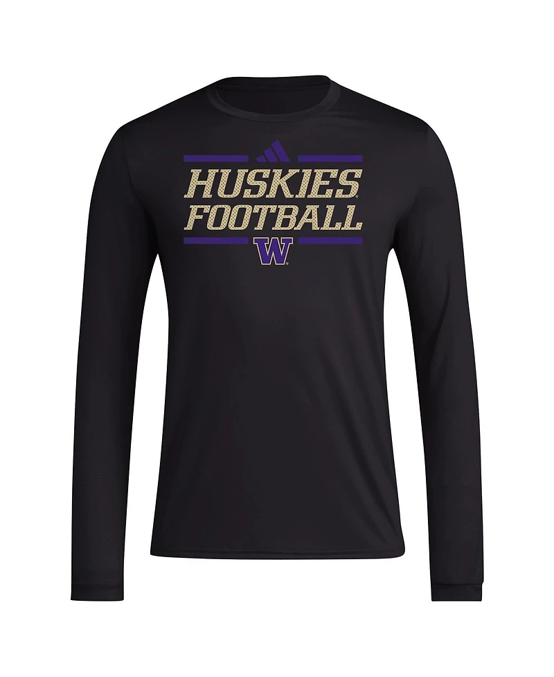 Adidas Men's Washington Huskies Locker Football Pre-Game Aeroready Long Sleeve T-Shirt