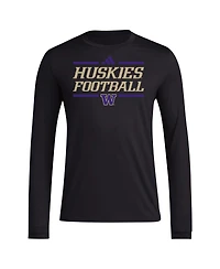Adidas Men's Washington Huskies Locker Football Pre-Game Aeroready Long Sleeve T-Shirt