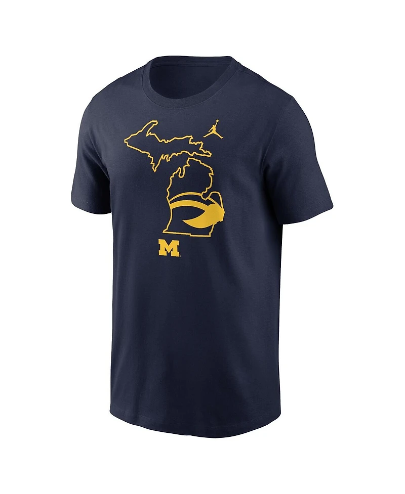 Jordan Men's Navy Michigan Wolverines Campus State Shape T-Shirt