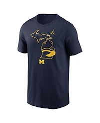 Jordan Men's Navy Michigan Wolverines Campus State Shape T-Shirt