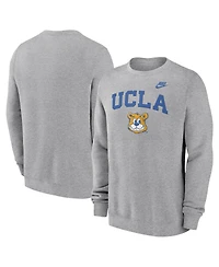 Nike Men's Heather Gray Ucla Bruins Legacy Classic Tackle Twill Embroidered Arch Over Logo Pullover Sweatshirt