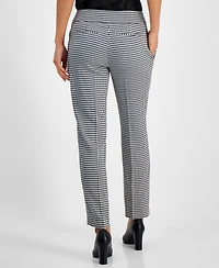 Kasper Women's Houndstooth Print Mid Rise Straight-Leg Pants, Regular and Petite Sizes