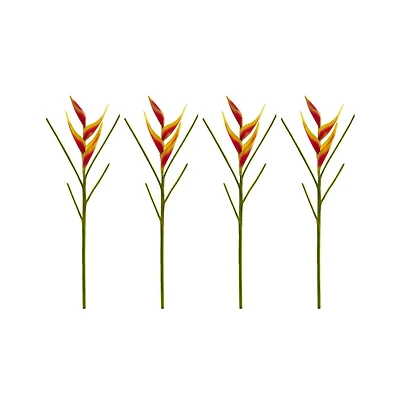 Slickblue Exotic Heliconia Artificial Flower for Bold Decor (Set of 4)