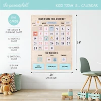 The Peanutshell Today Is A Good Day Educational Wall Calendar for Kids with Activities, Preschoolers Ages 3+, Jumbo Size 28"x38", Wood Grain Boho Clas