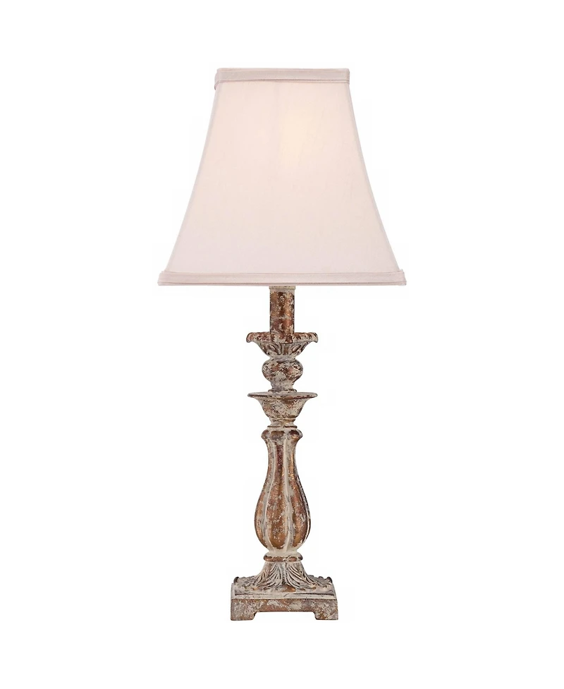 Regency Hill Alicia Country Cottage Accent Table Lamp 18" High Distressed Antique Gold Off White Square Shade for Bedroom Living Room Bedside Hou