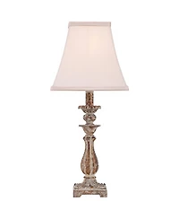 Regency Hill Alicia Country Cottage Accent Table Lamp 18" High Distressed Antique Gold Off White Square Shade for Bedroom Living Room Bedside Hou