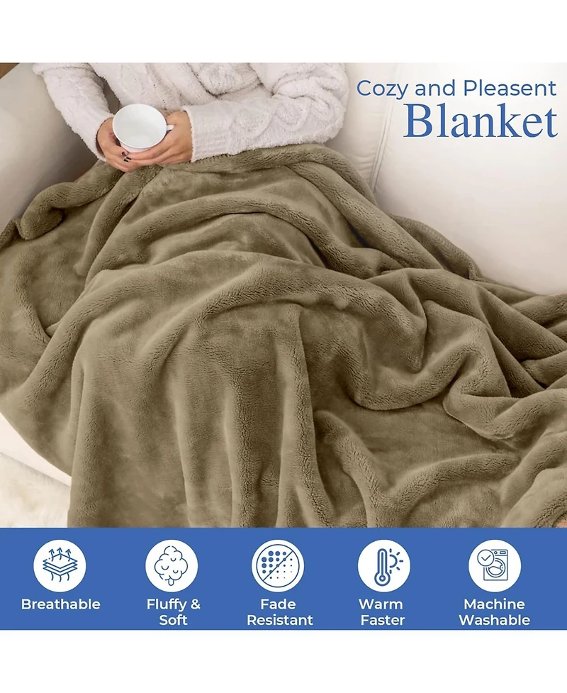 Continental Bedding Fleece Throw Blanket 50x70 Inch Light Gray