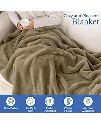 Continental Bedding Fleece Throw Blanket 50x70 Inch Light Gray