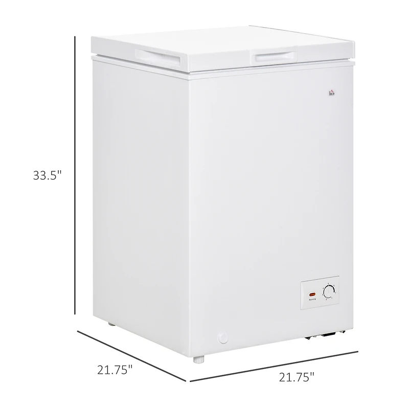 Homcom 3.5 Cu Ft Mini Chest Freezer with Basket and 7 Temperature Settings