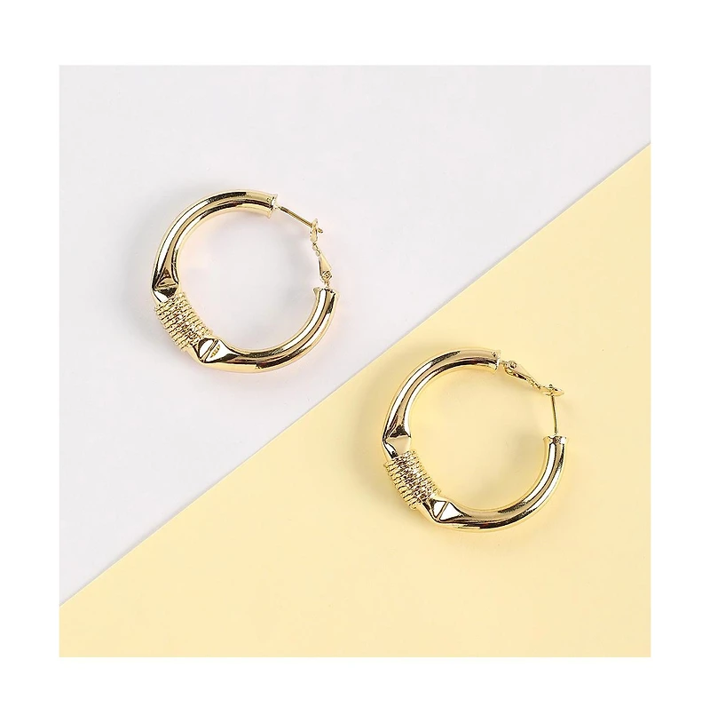 Sohi Women's Textured Hoop Earrings