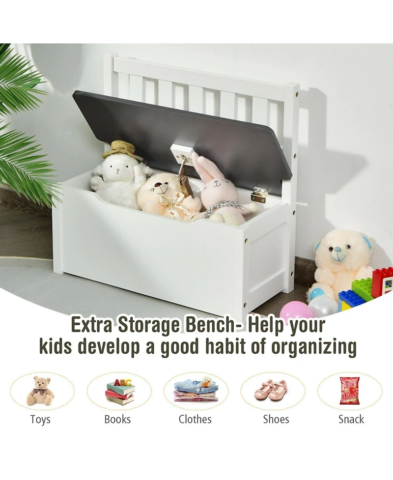 Slickblue 4 Pieces Kids Wooden Activity Table and Chairs Set with Storage Bench and Study Desk