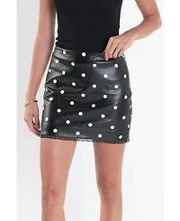 English Factory Women's Polka Dot Pu Mini Skirt