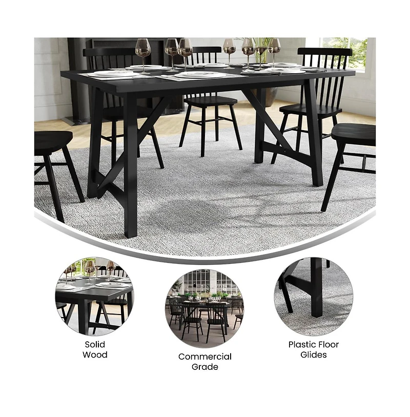 Merrick Lane Carroll Wooden Dining Table With Trestle Style Base