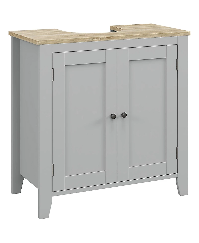 kleankin Pedestal Sink Cabinet, Bathroom Vanity Cabinet with U-Shape